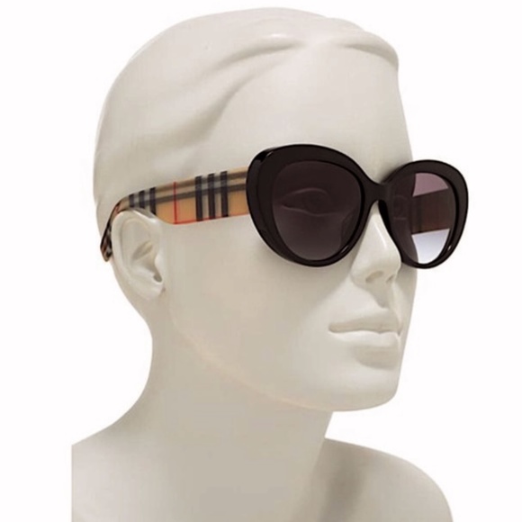 Burberry Black/Multe New Black/Multe 54mm Cat Eye Sunglasses - Picture 1 of 7